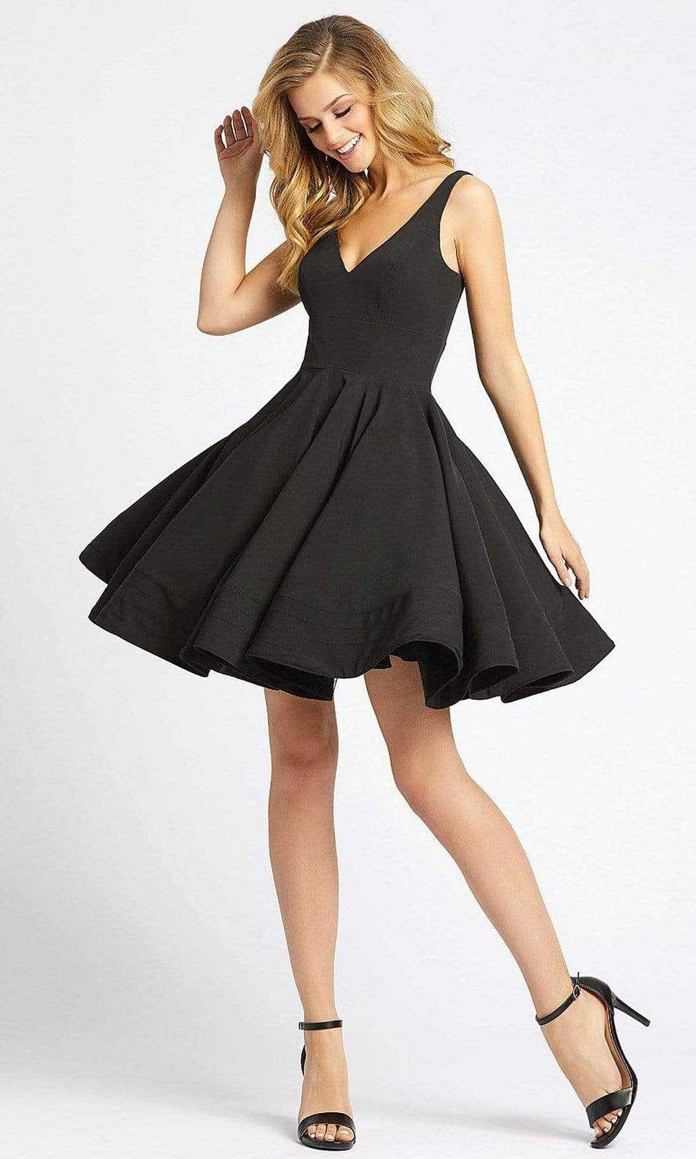 Ieena Duggal, Ieena Duggal - 48478 V-Neck Flutter Cocktail Dress - 1 pc Black in Size 2 Available