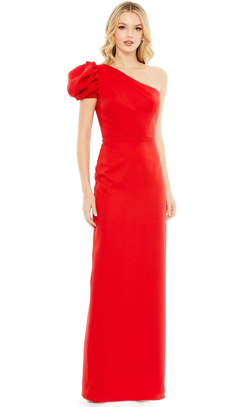 Ieena Duggal, Ieena Duggal 49630 - Asymmetrical Neckline One Ruffled Sleeve Dress