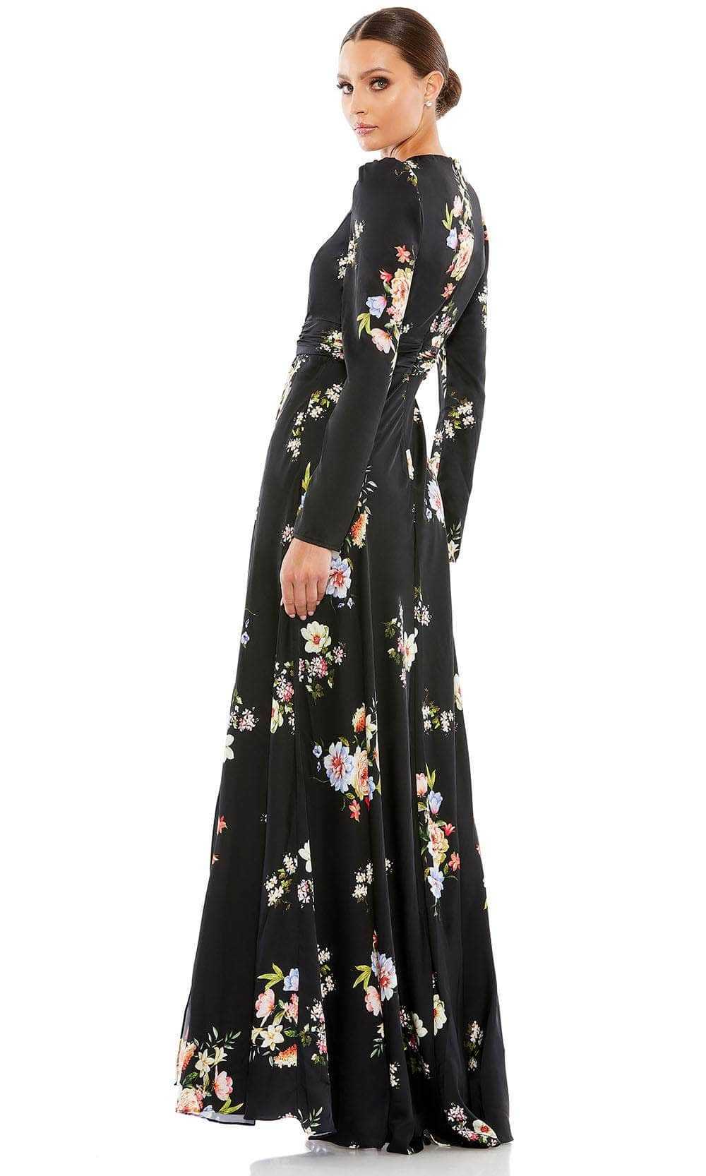 Ieena Duggal, Ieena Duggal 55622 - Floral Printed Long Sleeve Prom Dress