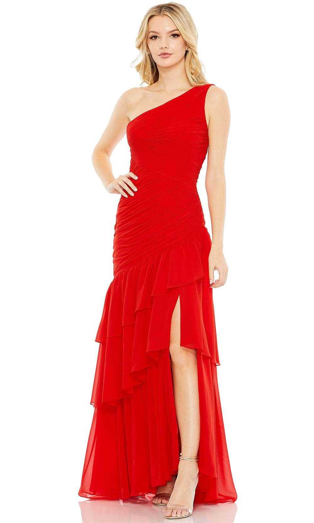 Ieena Duggal, Ieena Duggal 55908 - One-Sleeve Ruffled Asymmetrical Hem Prom Dress