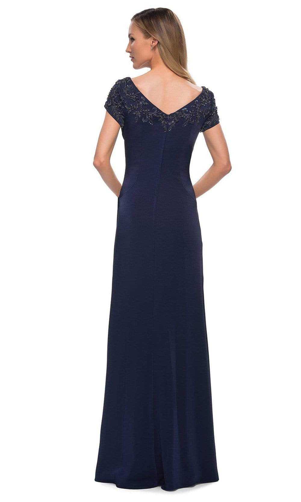 La Femme, La Femme - V-Neck Fitted Evening Dress 28321SC
