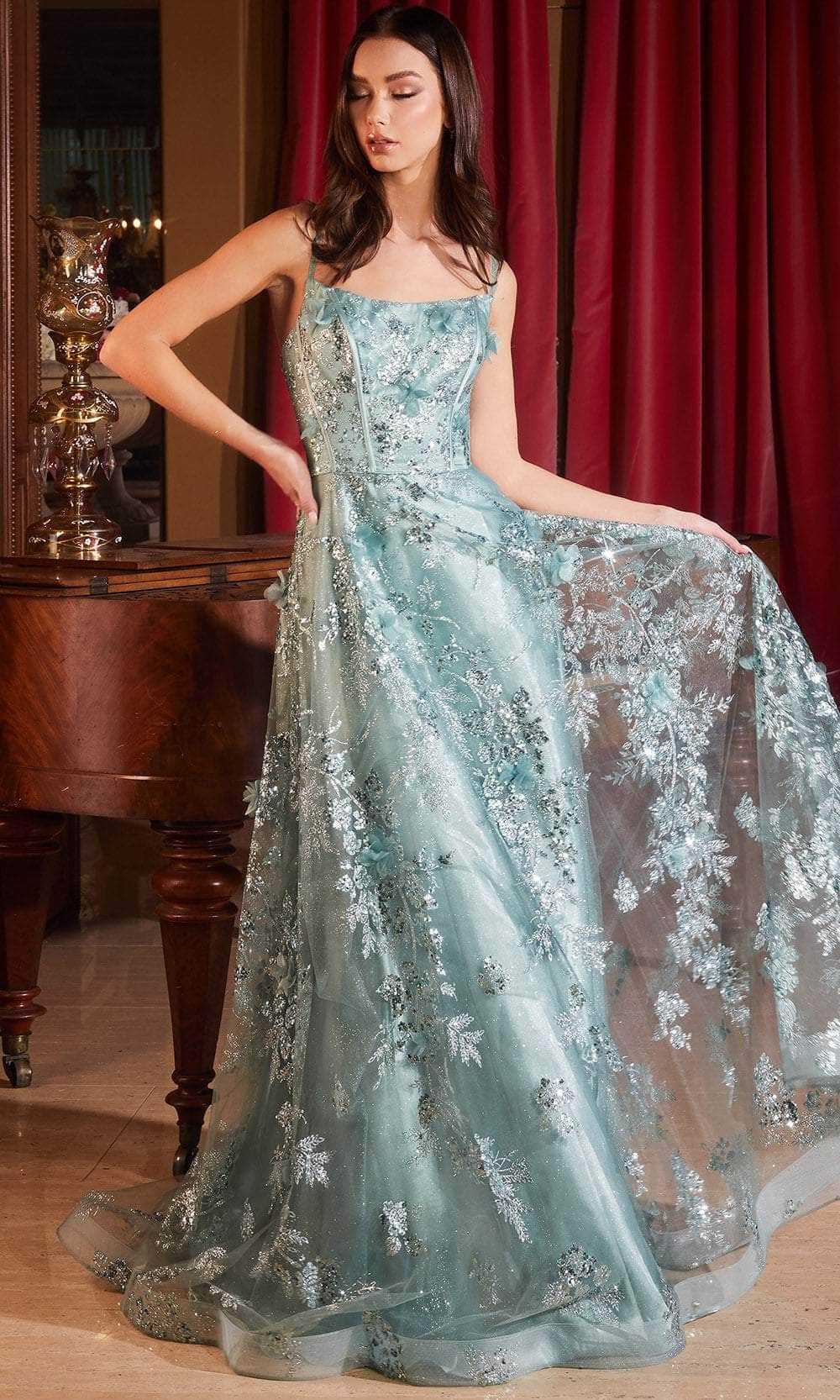 Ladivine, Ladivine CB144 - Sleeveless 3D Embellished Prom Gown