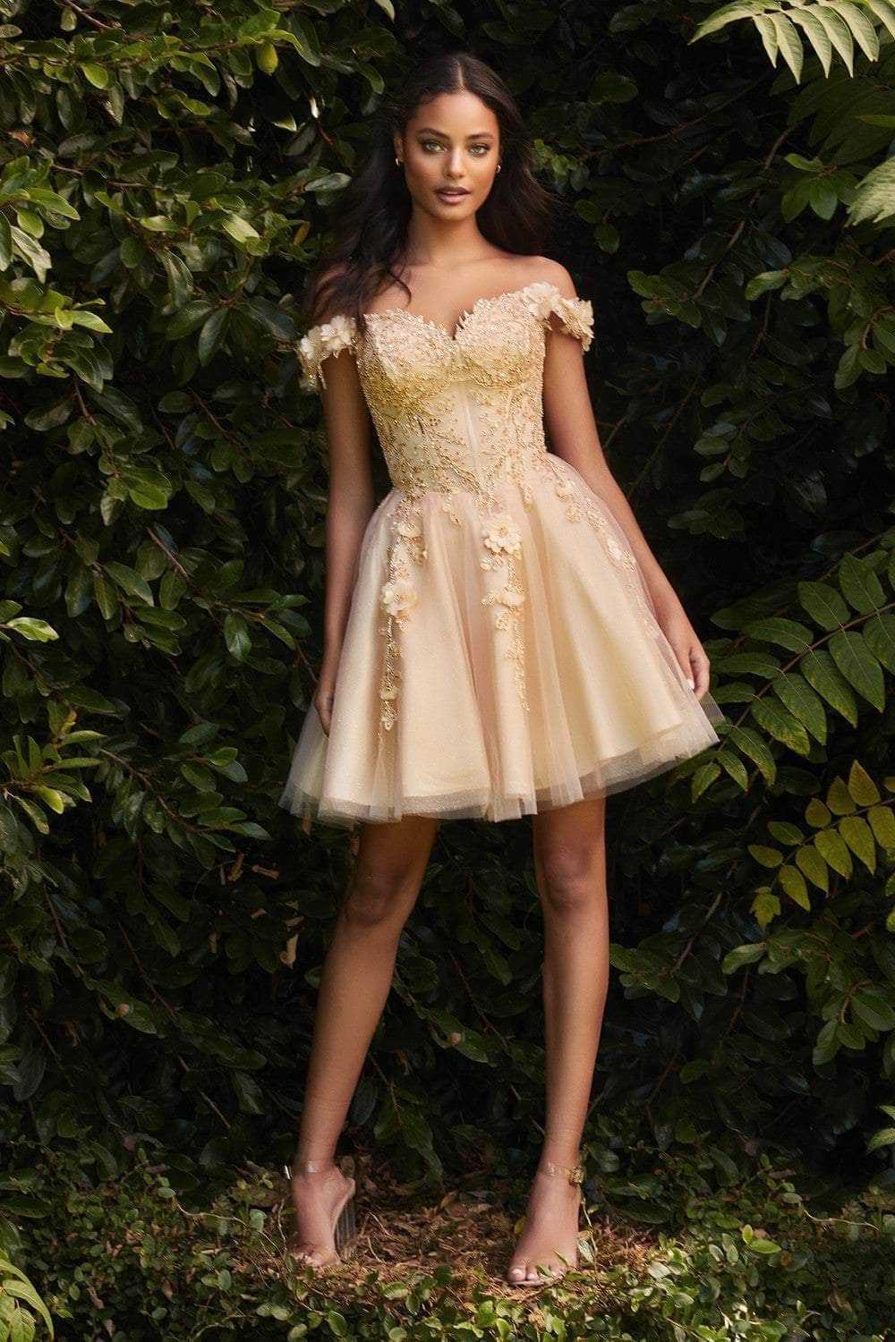 Ladivine, Ladivine CD0194 - Floral Short Prom Dress