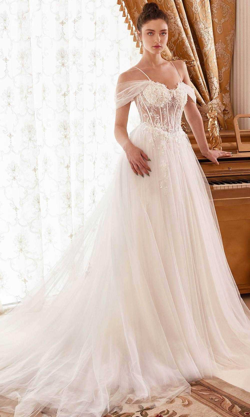 Ladivine, Ladivine WN307 - Embellished Off-Shoulder Bridal Gown