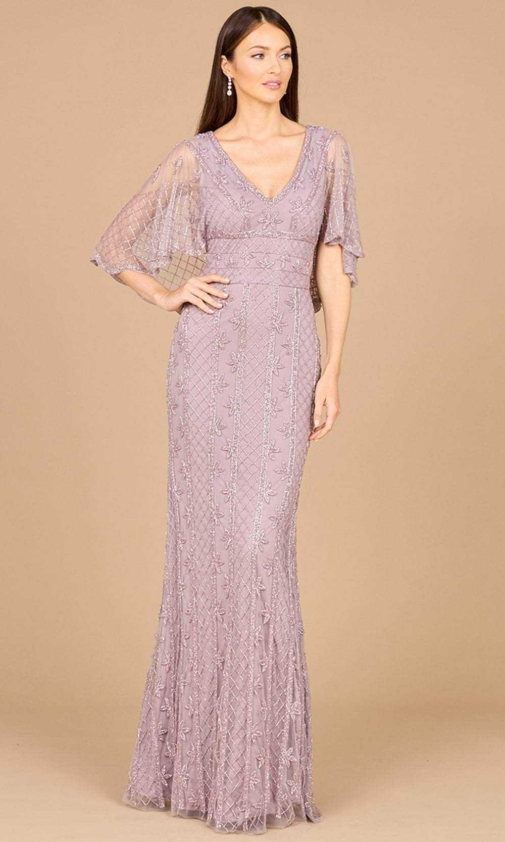Lara Dresses, Lara Dresses 29023 - Cape Sleeve Sheath Evening Gown
