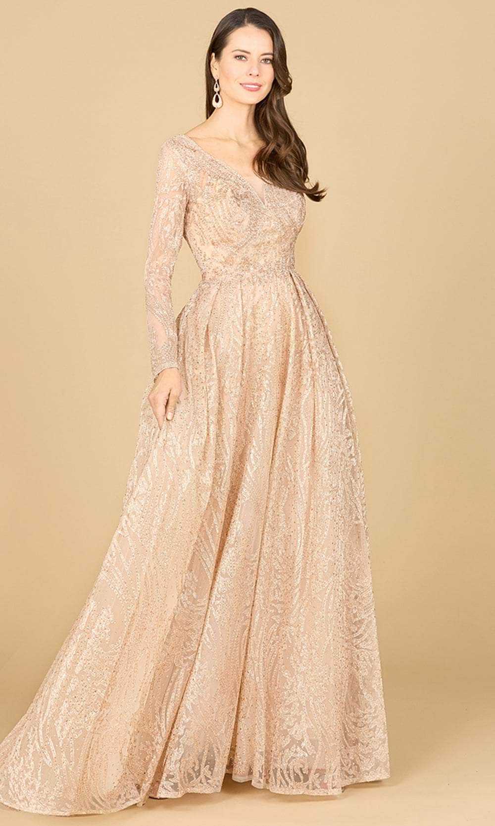Lara Dresses, Lara Dresses 29142 - Long Sleeve Pleated Evening Gown
