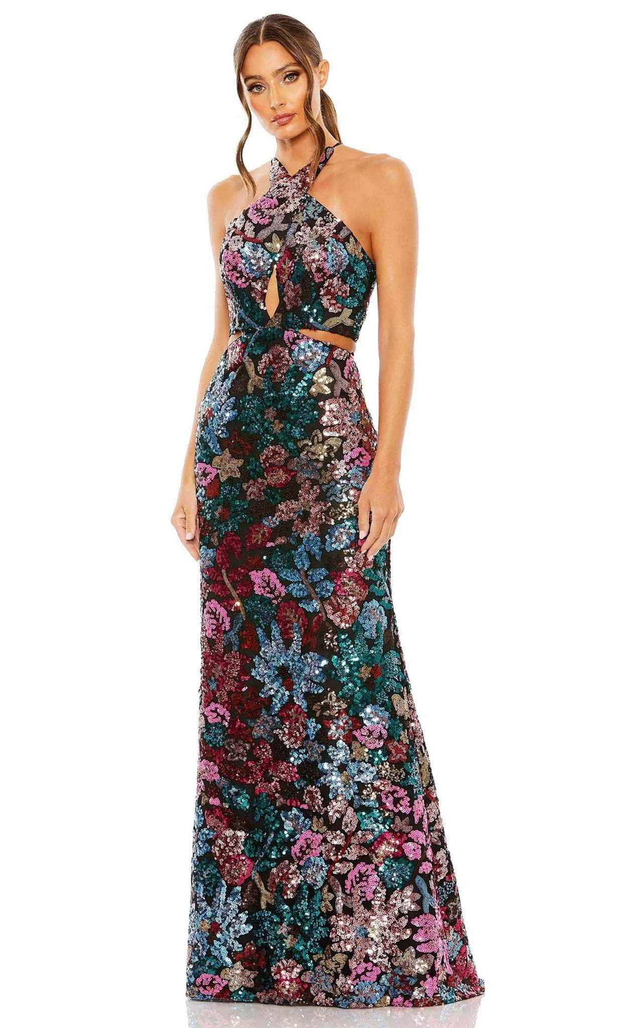 Mac Duggal, Mac Duggal 49695 - Halter Sequin Embellished Prom Gown