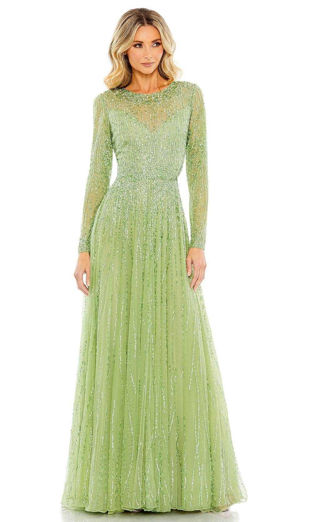Mac Duggal, Mac Duggal 5636 - Long Sleeve Sequin Embellished Prom Gown