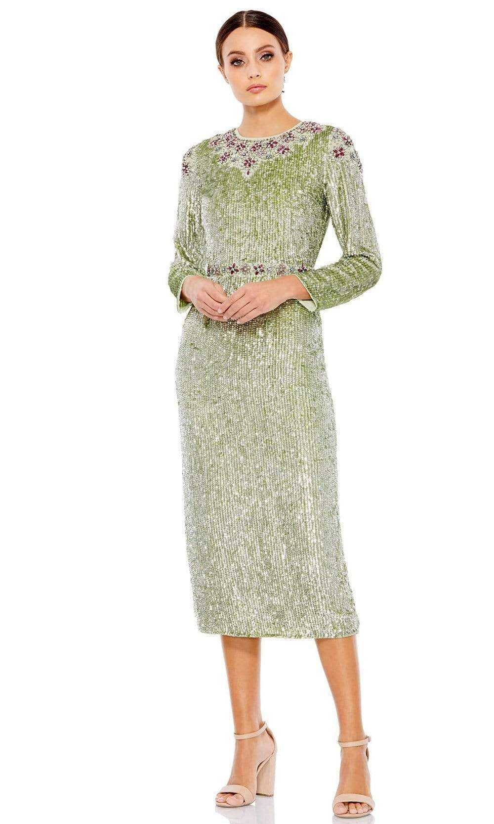 Mac Duggal, Mac Duggal - 93568 Sage Long Sleeve Sequined Dress