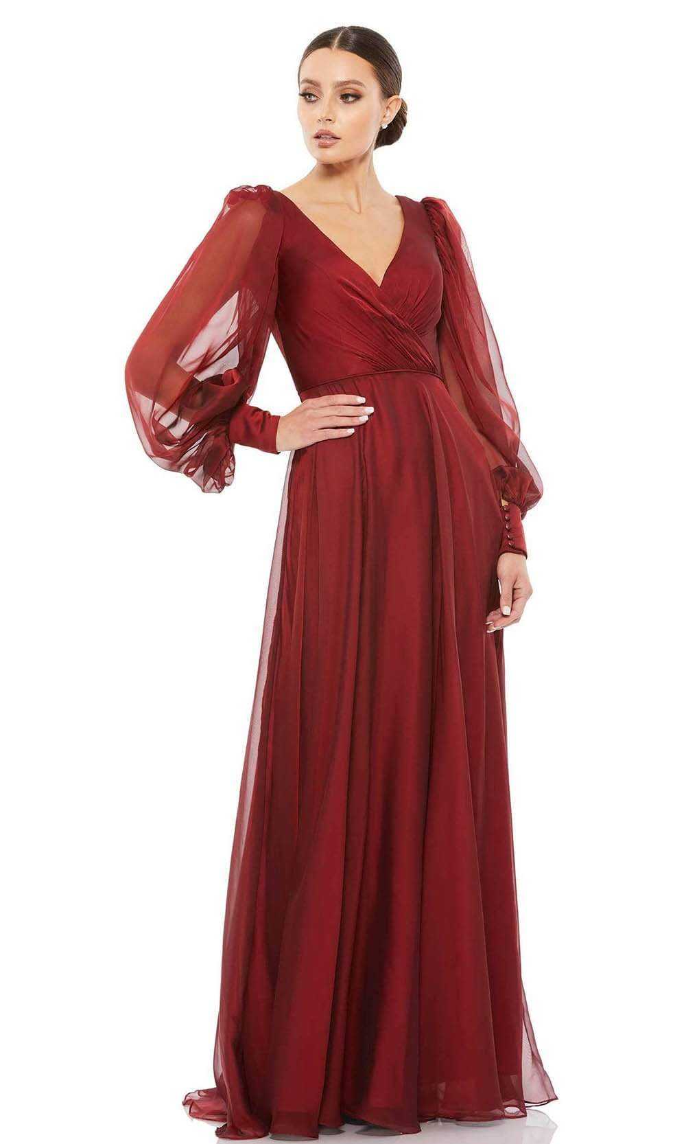Mac Duggal, Mac Duggal Evening - 67873D Long Sleeve Modest A-Line Dress