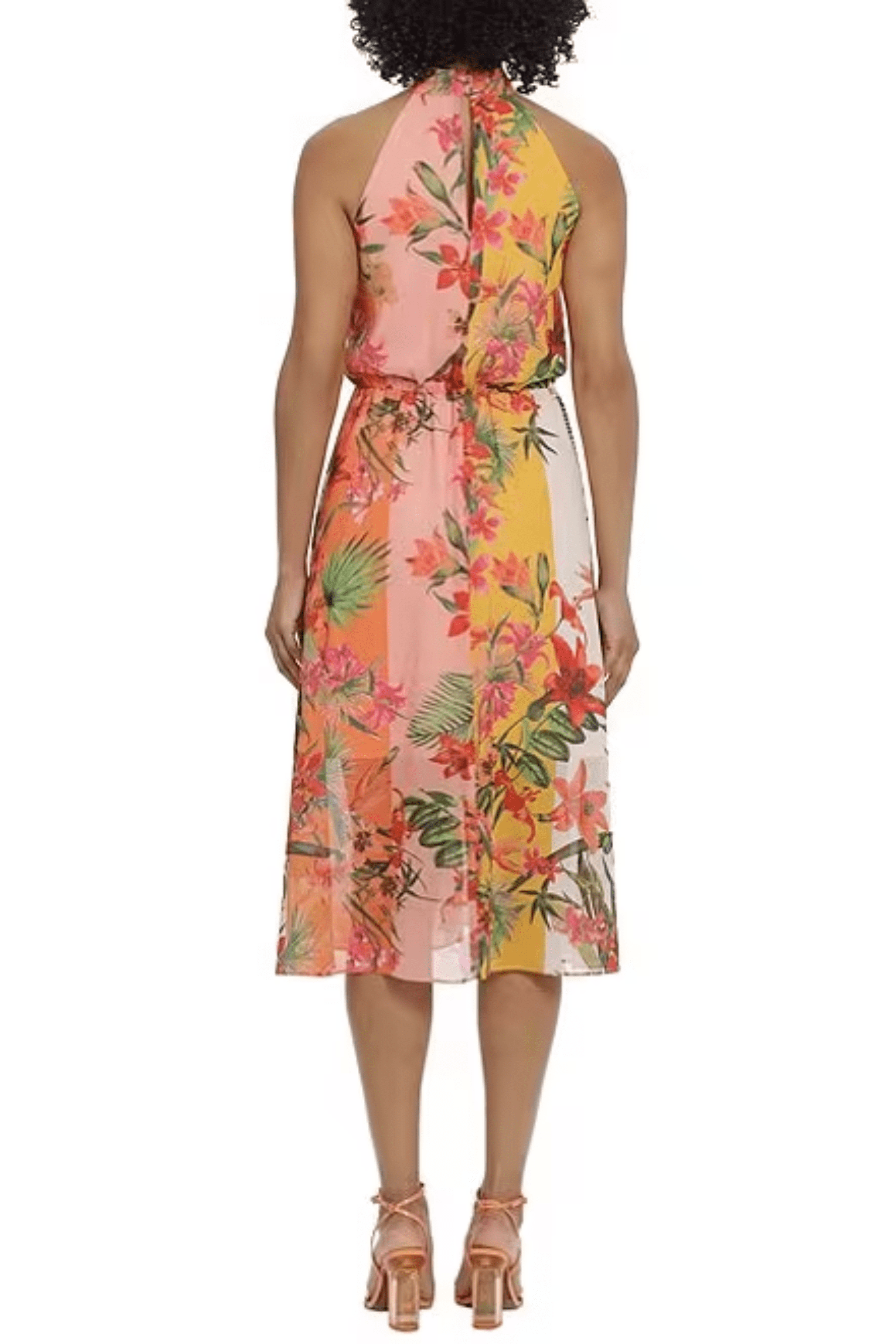 Maggy London, Maggy London G5640M - Halter Floral Printed Formal Dress