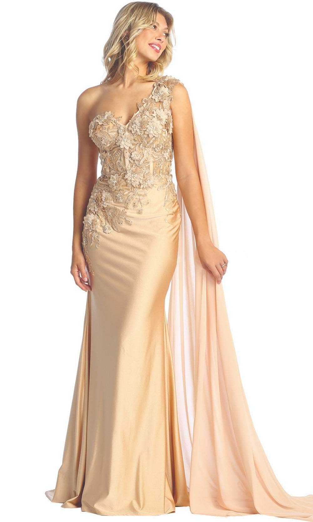 May Queen, May Queen - Embellished One Shoulder Evening Dress RQ7943