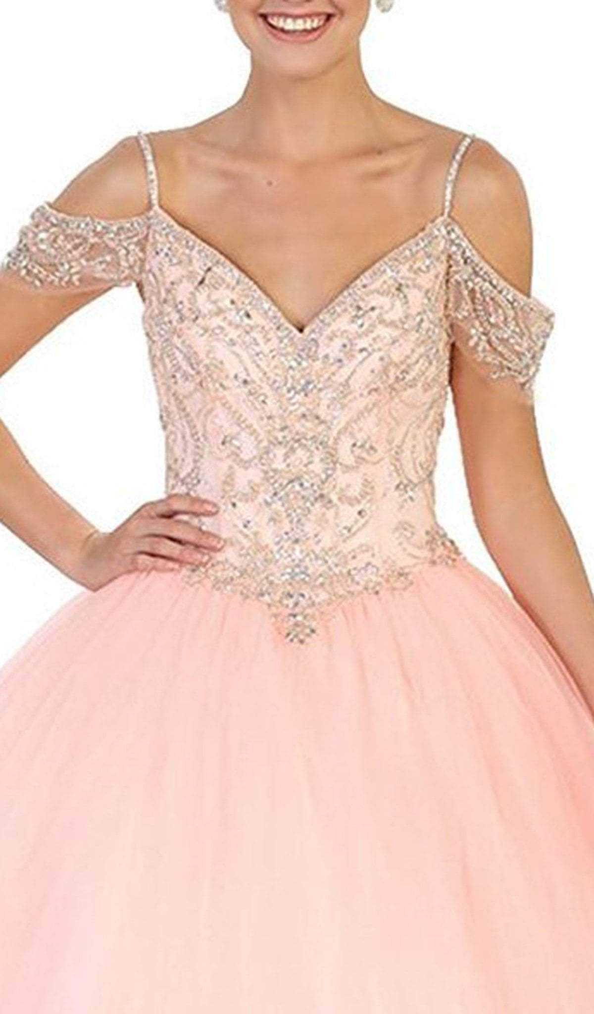 May Queen, May Queen LK96 - Cold Shoulder Embellished Quinceanera Ballgown