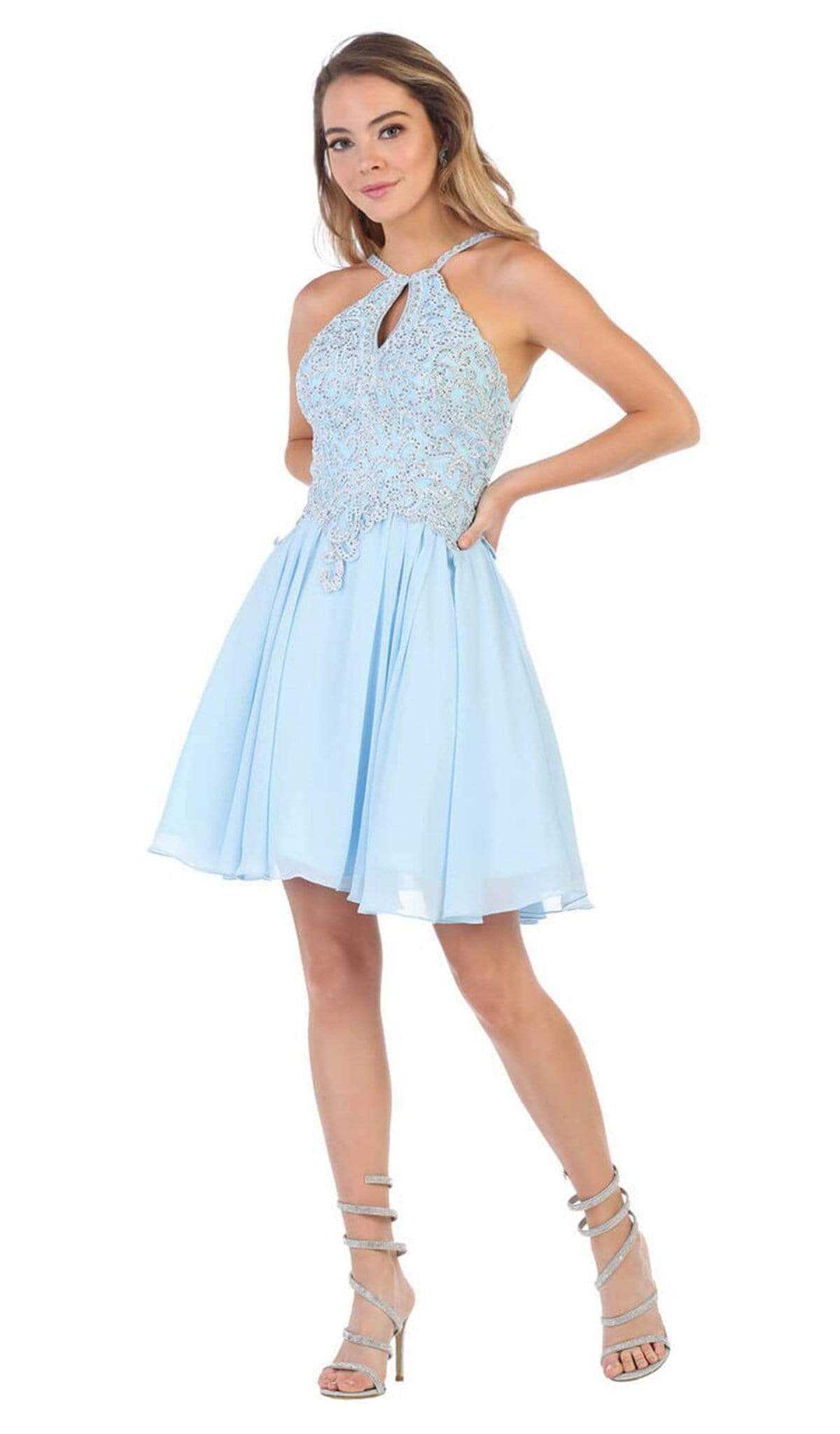 May Queen, May Queen - MQ1614 Front Keyhole Halter Fit and Flare Cocktail Dress