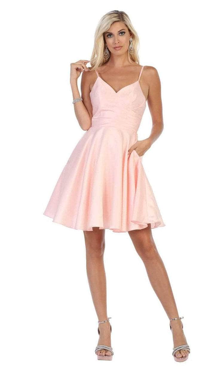 May Queen, May Queen - MQ1654 Surplice V-neck Cocktail Dress
